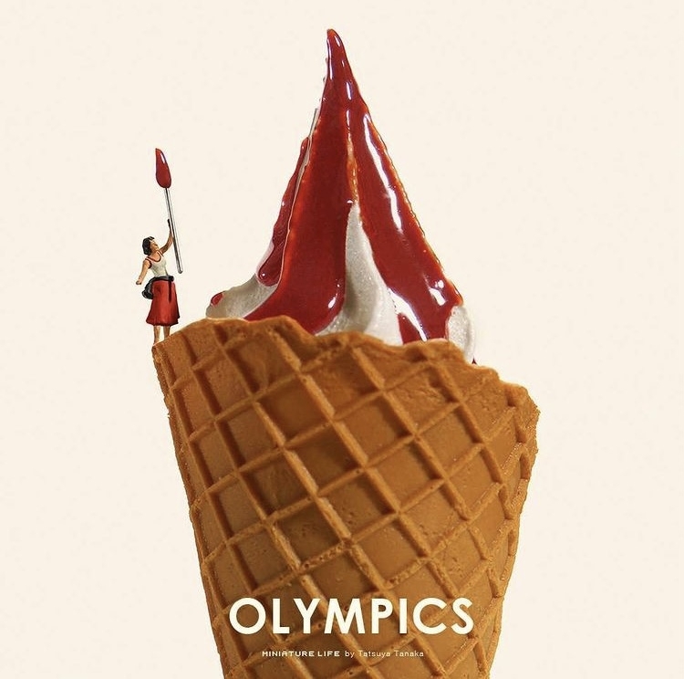 《Olympics Selection》淋著草莓果醬的香草霜淇淋成了聖火台。 圖片來源／＠tanaka_tatsuya IG